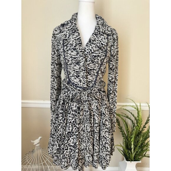 Altar'd State Womens Size M Black Gray Floral Velvet Lace Swing Jacket Belted - Picture 1 of 10